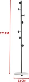 Cuier din metal ,culoare negru-alb,170x32 cm