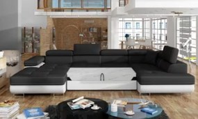 Coltar extensibil dreapta 6 locuri ELTAP, Rod-06, Rodrigo, 345x202x90 cm, lemn/poliester, negru/alb