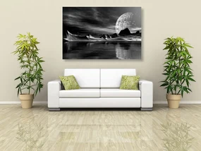 Tablou peisajul futurist în design alb-negru