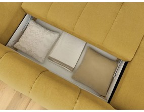 Colțar galben muștar extensibil/cu spațiu de depozitare (cu colț pe partea dreaptă/în formă de "U") Fuji – Bobochic Paris