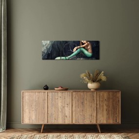 Tablou - Sirena pe stâncă (cu ceas) (90x30 cm)