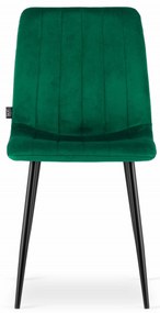Scaun de masa din catifea Culoare verde cu picioare negre, LAVA
