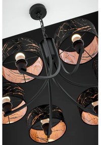 Jupiter 2108- Candelabru pe lanț ARTHUR 6xE27/15W/230V negru/portocaliu/decor marmură