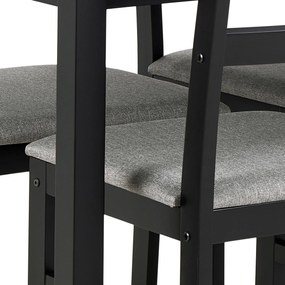 MAZZONI EXPORT Set TORINO masă + 4 scaune Negru/Gri deschis (material Sawana 21) - SET DE LEMN PENTRU BUCĂTĂRIE/SUFRAGERIE
