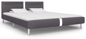 280860 vidaXL Cadru de pat cu LED, gri, 180 x 200 cm, piele artificială