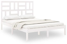 3105921 vidaXL Cadru de pat mic dublu, alb, 120x190 cm, lemn masiv