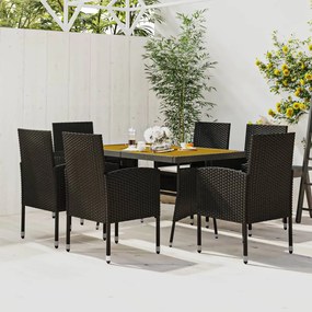 3120100 vidaXL Set mobilier de exterior, 7 piese, negru, poliratan