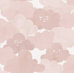 Tapet pentru copii, Happy Clouds, Pink, Rebel Walls, 5 mp / rola