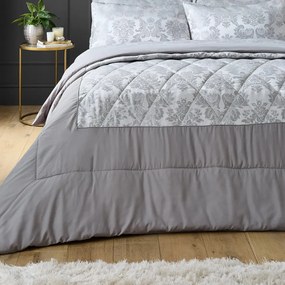 Cuvertură matlasată de pat Catherine Lansfield Jacquard, 240 x 260 cm, gri