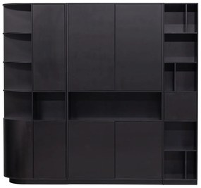 Bibliotecă modulară neagră din lemn masiv de pin 228x210 cm Finca – WOOOD