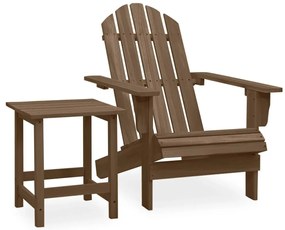 vidaXL Scaun de grădină Adirondack cu masă, maro, lemn masiv de brad