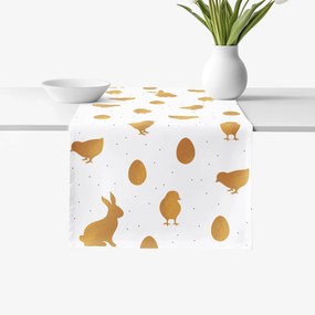 Goldea napron de masă 100% bumbac solid - simboluri aurii de paște 35x140 cm