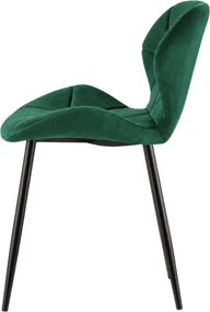 Scaun de masa MANGO VELVET cu picioare negre, verde inchis