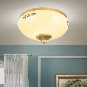 Plafoniera clasica Landhaus 21cm alama satin/ sticla champagne decor albastru