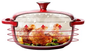 Oala din fonta emailata cu capac, 5.7 L, rosu