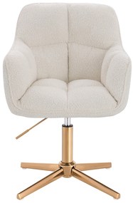 HR550CROSS Scaun Crem Boucle cu Bază Aurie