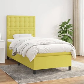 3142056 vidaXL Pat box spring cu saltea, verde, 80x200 cm, textil