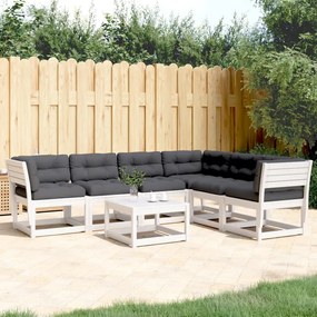 3217026 vidaXL Set canapele de grădină cu perne 6 piese alb lemn masiv de pin
