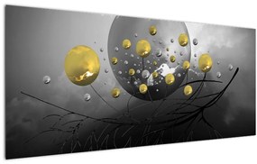Tablou cu bile abstracte aurii (120x50 cm), în 40 de alte dimensiuni noi
