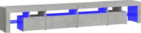 3152821 vidaXL Comodă TV cu lumini LED, gri beton, 260x36,5x40cm