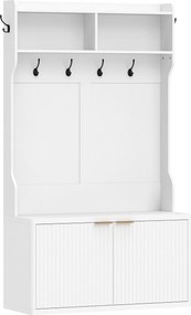 HOMCOM Cuier pantofar 4 în 1 cuier modern cu raft deschis pentru hol intrare dormitor 100x38x172 cm Alb | Aosom Romania