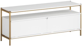 HOMCOM Suport TV meuble télé pentru televizor de până la 55 de inch cu 2 uși rabatabile și raft deschis, 124x35x50 cm, alb | Aosom Romania