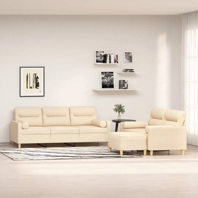 3153787 vidaXL Set canapea perne/perne decorative, 3 piese, crem, textil