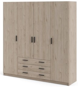 Șifonier în culoare naturală cu aspect de lemn de stejar 196x200 cm Sprint – Tvilum