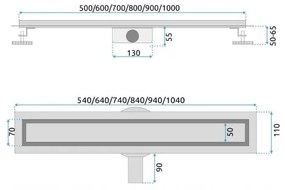 REA-G7803 - Rigolă de scurgere NEOX PRO, 80 cm, oțel inoxidabil/negru