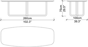 Masă lemn masiv de dining Giallo Personalizabilă - 300 cm