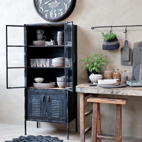 Dulap din metal, cu usi de sticla, aspect vintage