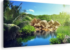 Tablou cu lac în jungla din Seychelles (90x60 cm)