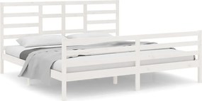 vidaXL Cadru de pat, alb, 200x200 cm, lemn masiv