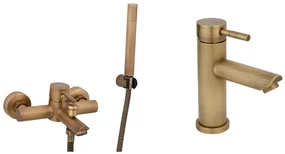 Set baterie cada TRENDY'S, motare pe perete ,bronz antichizat+baterie lavoar.montare chiuveta baie, bronz antichizat