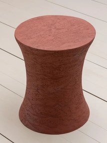 Taburet din teracotă, cu formă de clepsidră, roșu cărămiziu, finisaj mat cu textură granulată, 35.5×43.5 cm, „Locanda"