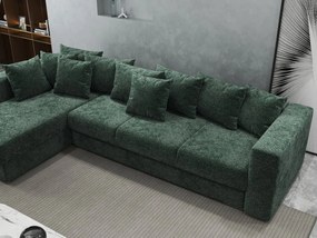 Colțar extensibil dumonde cu ladă de depozitare si sezut confortabil din spuma high-density, Gloria Euphoria Green 320x183 cm