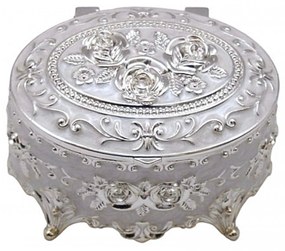 Caseta bijuterii sidefata BRIANNA, 9x6cm, Argintiu