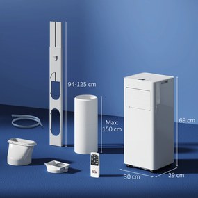 HOMCOM Climatizor mobil 9000 BTU/h 3 în 1 răcire ventilator dezumidificator temporizator 24H și telecomandă alb | Aosom Romania