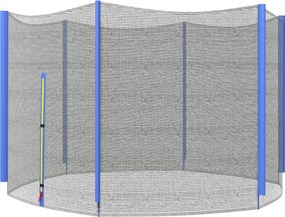 SPORTNOW Plasă Protecție Trambulină Rotundă 305cm cu 6 Stâlpi Drepti Rezistentă Negru/Albastru | Aosom Romania