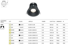 Spot LED incastrabil dimabil design tehnic IP65 Zoom negru 8,5cm
