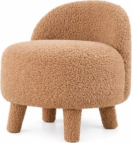 Fotoliu pentru copii maro cu tapițerie din stofă bouclé Moouv – Artie