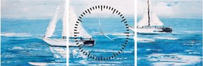 Tablou - Pictură yacht pe mare (cu ceas) (90x30 cm)