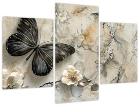 Tablou - Marmură de fundal cu fluturi (90x60 cm)