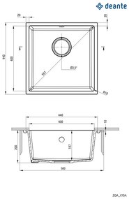 Chiuvetă de bucătărie Deante ZQA_N10A CORDA 44x44 cm granit/negru