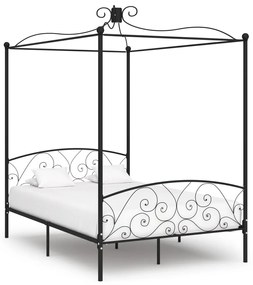 284476 vidaXL Cadru de pat cu baldachin, negru, 120 x 200 cm, metal