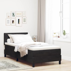 vidaXL Pat box spring cu saltea &amp; LED, negru, 90x200 cm catifea