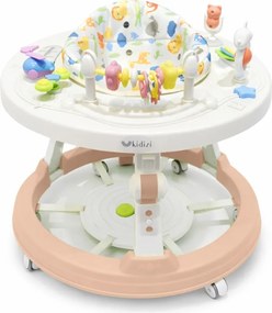 Centru de activitati transformabil in premergator Kidizi Orbit Activity Seat roz pentru fetite, cu panou rotativ 360°, panou pentru picioare interactiv detasabil si reglaj pe 3 niveluri