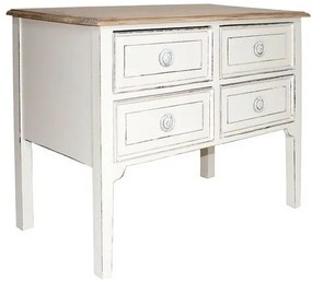 Comoda alba, din lemn de pin, cu 4 sertare, aspect vintage, Capucine