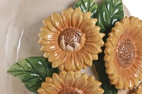 Vază decorativă din ceramică cu motiv floarea-soarelui, 26×26×34 cm, „Girasol"