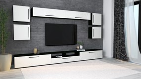 Living haaus Haga V3, Alb Lucios/Negru, MDF, L 360 cm